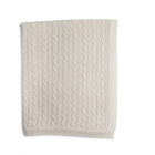 Ivory cashmere cable knit baby knit blanket flat lay