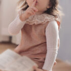 crochet knit baby girl vintage sweater alternate angle product photo