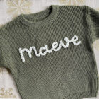 chunky knit baby sweater embroidered letter alternate angle product photo