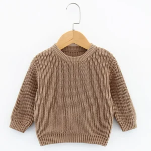 organic cotton baby jumper sweater front view flat lay product photo