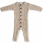 speckle cotton ribbed knit baby romper side view or detail closeup photo
