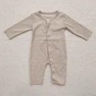 speckle cotton ribbed knit baby romper set back view flat lay product photo