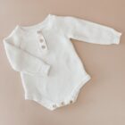 speckle knit cotton baby romper knitwear back view flat lay product photo