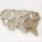 sprinkle cotton baby sweater set pants front view flat lay product photo