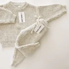 sprinkle cotton baby sweater set pants back view flat lay product photo
