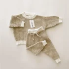sprinkle cotton baby sweater set pants texture and fabric detail photo