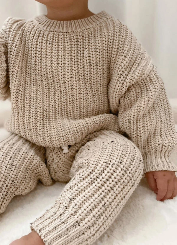 sprinkle cotton baby sweater set pants closeup detail product photo