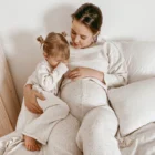 mommy and me sprinkle knit family sweater set back view flat lay product photo