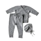 organic cotton baby cardigan pants set alternate angle product photo