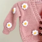 organic cotton baby girl cardigan sweater alternate angle product photo
