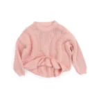 organic cotton chunky knit toddler baby sweater back view flat lay product photo