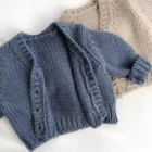 plain knitted infant baby cardigan sweater alternate angle product photo