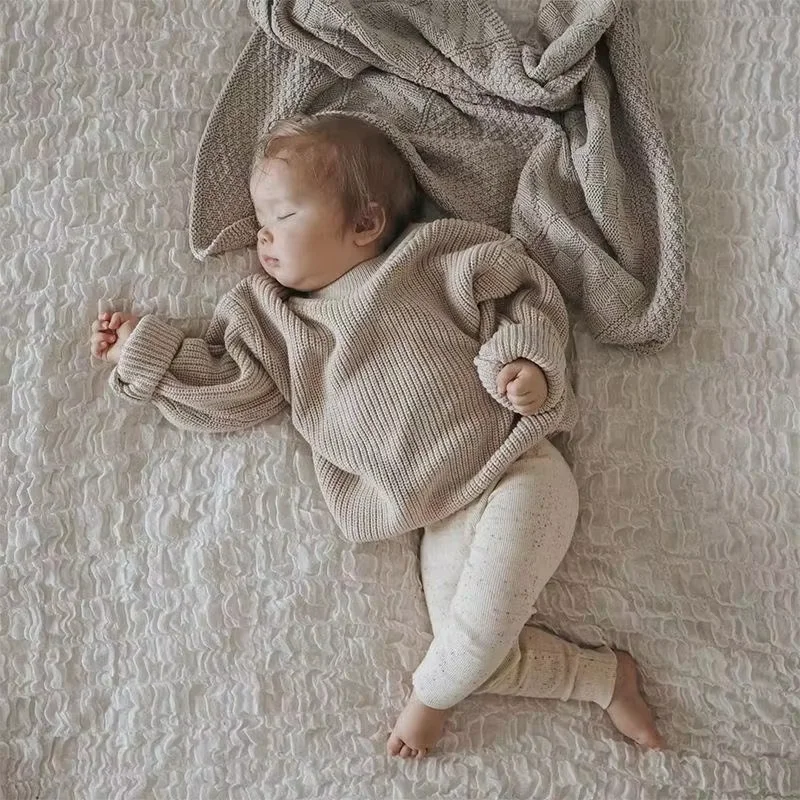 speckled cotton two piece toddler knit set alternate angle product photo