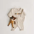 winter newborn baby knit jogger set alternate angle product photo