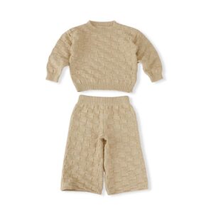 Plaid Knit Baby Jumper Sweater Set for custom baby knitwear OEM ODM supplier