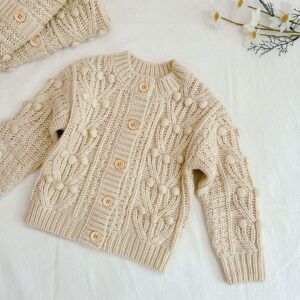 Popcorn Chunky Knit Baby Cardigan Coat for custom baby knitwear OEM ODM supplier