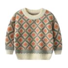 chenille diamond knit baby jumper sweater detail diamond pattern