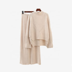 Fall Winter Luxury 2 Piece Sweater Set Solid Knit Women Wool custom women knitwear OEM ODM manufacturer