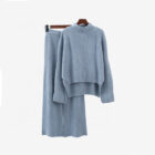 Fall Winter Luxury 2 Piece Sweater Set Solid Knit Women Wool custom women knitwear OEM ODM manufacturer