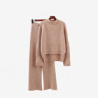 Fall Winter Luxury 2 Piece Sweater Set Solid Knit Women Wool custom women knitwear OEM ODM manufacturer