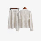 Winter Cable Knitted 2 Piece Women Set Long Sleeve Crop Top Knit Skirt custom women knitwear OEM ODM manufacturer