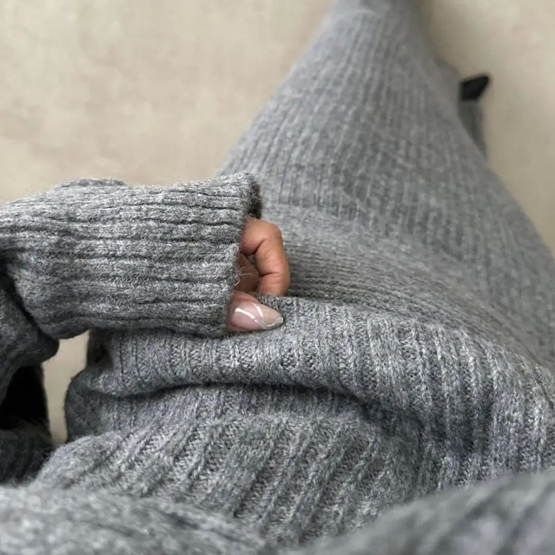 Off Shoulder Pullover Autumn Suit Women Ribbed Knit Two Piece Set custom women knitwear OEM ODM manufacturer