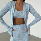 Knit Sweater Set Ribbed Turtleneck Women Two Piece Skirt Winter custom women knitwear OEM ODM manufacturer