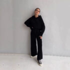 Fall Winter Women Knit Sweater Two Piece Pants Set Casual Knitwear custom women knitwear OEM ODM manufacturer