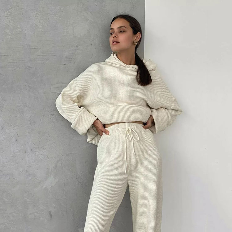 Fall Winter Women Knit Sweater Two Piece Pants Set Casual Knitwear custom women knitwear OEM ODM manufacturer