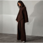 Asymmetric Turtleneck Knit Sweater Set Women Wide Leg custom women knitwear OEM ODM manufacturer
