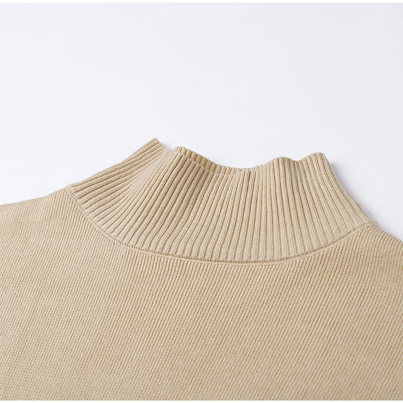 Asymmetric Turtleneck Knit Sweater Set Women Wide Leg custom women knitwear OEM ODM manufacturer