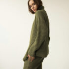 Turtleneck Knit Sweater Set Women Midi Skirt custom women knitwear OEM ODM manufacturer