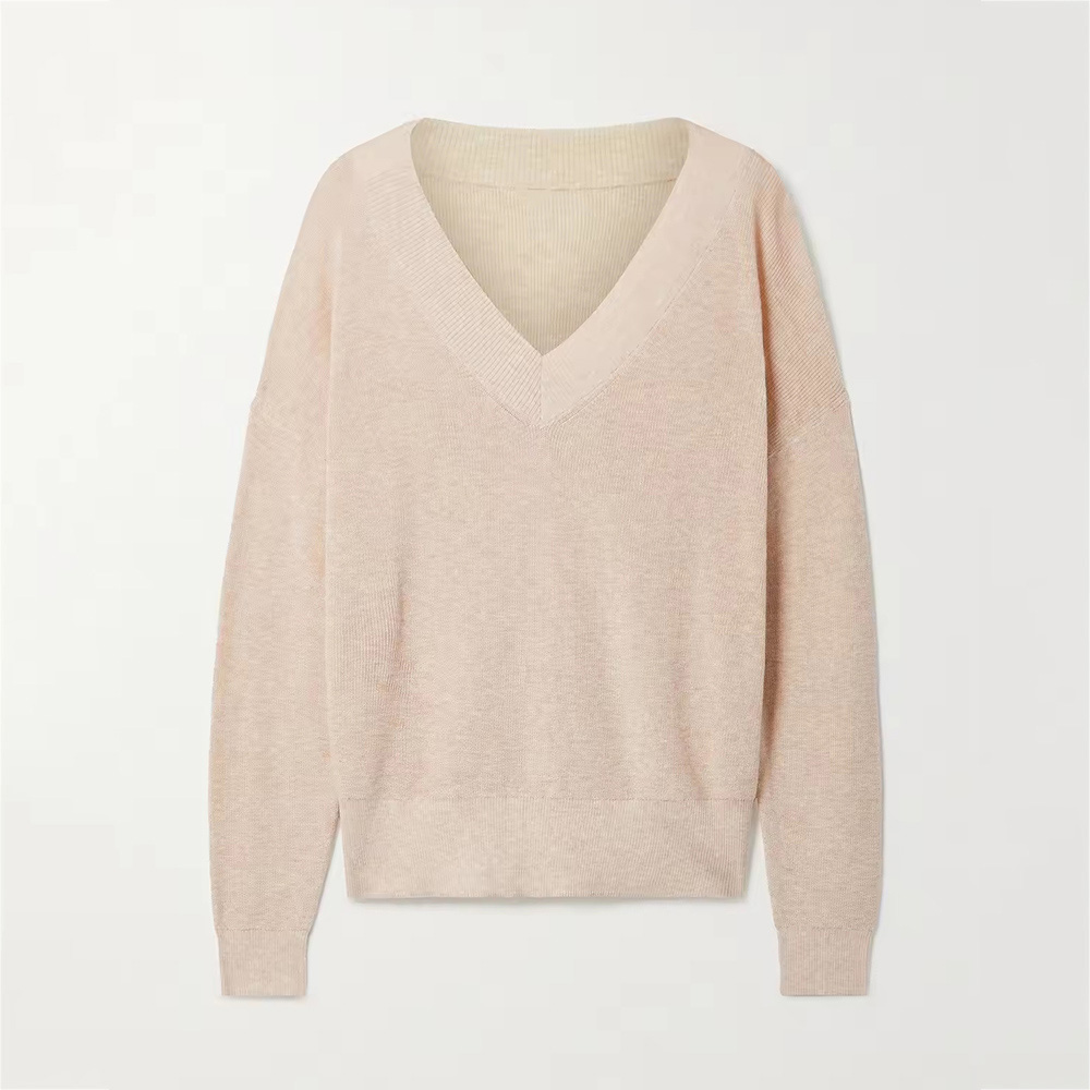 V Neck Cashmere Knit Sweater Set Women Shorts custom women knitwear OEM ODM manufacturer