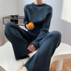 Knit Loungewear Pajama Sweater Set Women 2 Piece custom women knitwear OEM ODM manufacturer