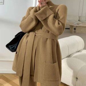 3 Piece Knit Sweater Set Women Cardigan Pants custom women knitwear OEM ODM manufacturer