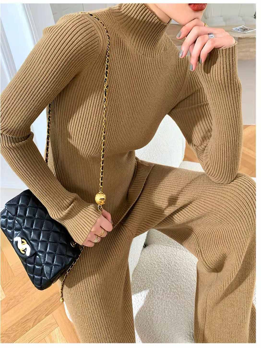 3 Piece Knit Sweater Set Women Cardigan Pants custom women knitwear OEM ODM manufacturer