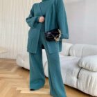 3 Piece Knit Sweater Set Women Cardigan Pants custom women knitwear OEM ODM manufacturer