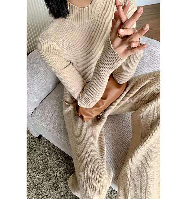 3 Piece Knit Sweater Set Women Cardigan Pants custom women knitwear OEM ODM manufacturer