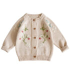 Hand Knit Flower Kids Girls Sweater Pullover custom baby knitwear OEM ODM supplier