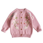 Hand Knit Flower Kids Girls Sweater Pullover custom baby knitwear OEM ODM supplier