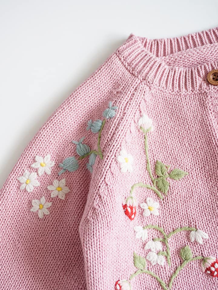 Hand Knit Flower Kids Girls Sweater Pullover custom baby knitwear OEM ODM supplier