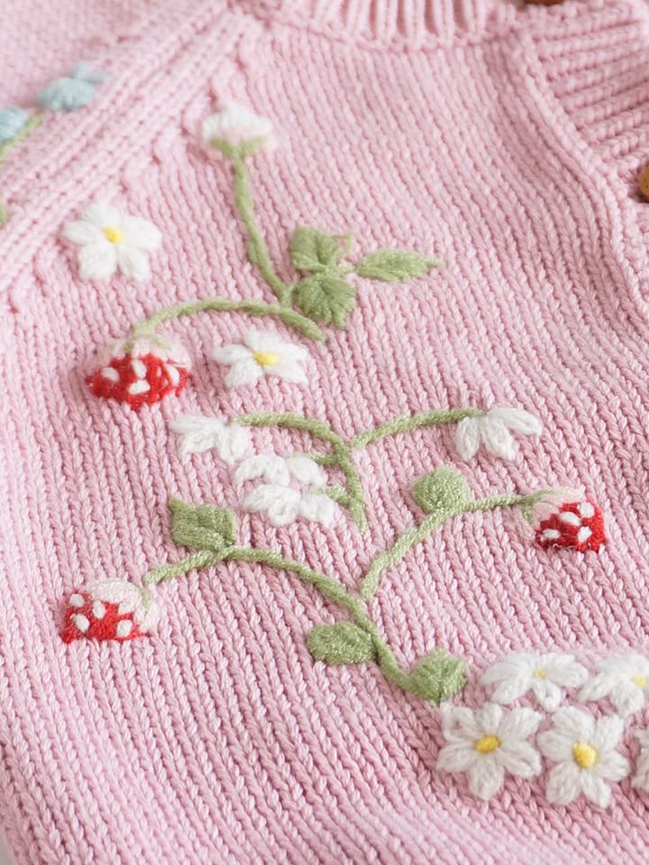 Hand Knit Flower Kids Girls Sweater Pullover custom baby knitwear OEM ODM supplier