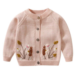 Logo Hand Knit Flower Kids Sweater Pullover custom baby knitwear OEM ODM supplier