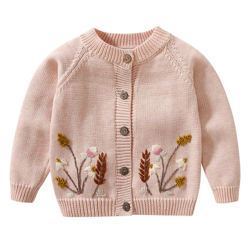 Custom Logo Hand Knit Flower Kids Sweater Pullover - Image 1 Logo Hand Knit Flower Kids Sweater Pullover custom baby knitwear OEM ODM supplier