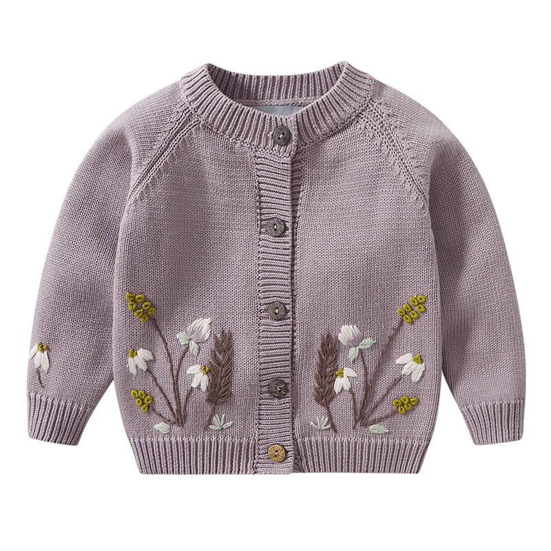 Logo Hand Knit Flower Kids Sweater Pullover custom baby knitwear OEM ODM supplier