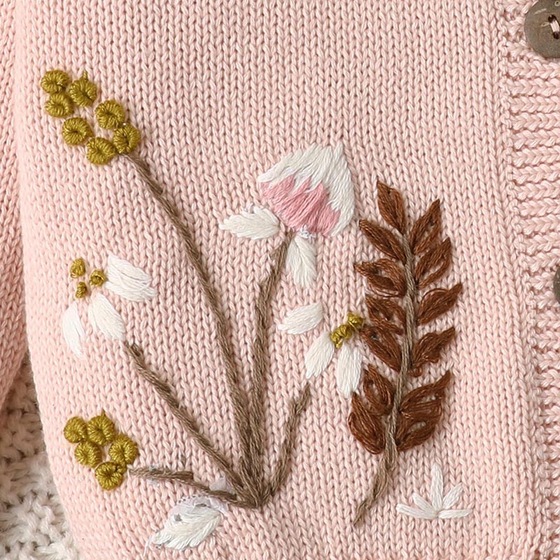 Logo Hand Knit Flower Kids Sweater Pullover custom baby knitwear OEM ODM supplier